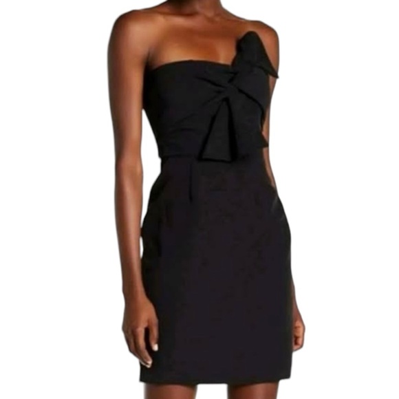 ALEXIA ADMOR Bow Tie Strapless Black‎ Sheath Dress Cocktail Party Wedding size 4 - Picture 3 of 11